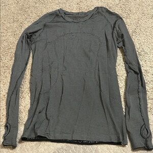 Striped Black and Gray Women's Top Lulu lemon size 8